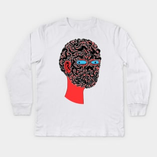 Space Brain Face Kids Long Sleeve T-Shirt